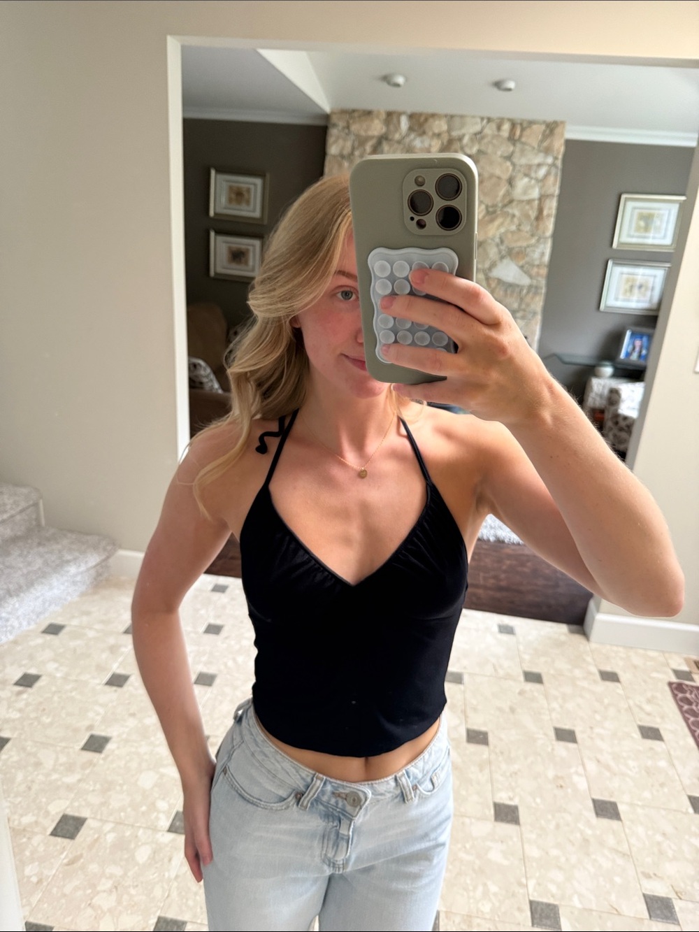Sunday Best Black Halter V-Neck Tank Top